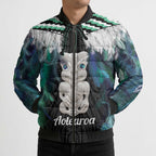 Aotearoa Korowai Motif Bomber Puffer Jacket Hei Tiki Poutama Maori Pattern - Aussie Hoodie