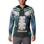 Aotearoa Korowai Motif Button Sweatshirt Hei Tiki Poutama Maori Pattern