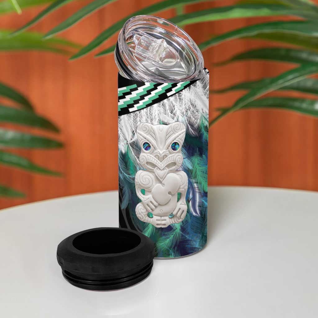 Aotearoa Korowai Motif 4 in 1 Can Cooler Tumbler Hei Tiki Poutama Maori Pattern