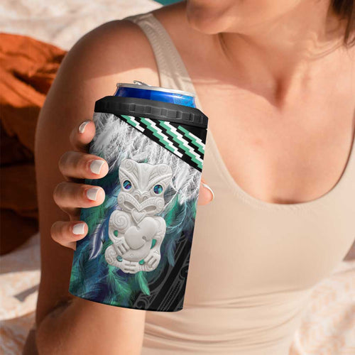 Aotearoa Korowai Motif 4 in 1 Can Cooler Tumbler Hei Tiki Poutama Maori Pattern