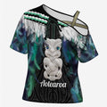 Aotearoa Korowai Motif Cross Shoulder Shirt Hei Tiki Poutama Maori Pattern - Aussie Hoodie