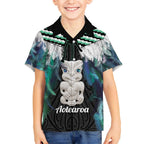 Aotearoa Korowai Motif Hawaiian Shirt Hei Tiki Poutama Maori Pattern