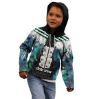 Aotearoa Korowai Motif Kid Hoodie Hei Tiki Poutama Maori Pattern