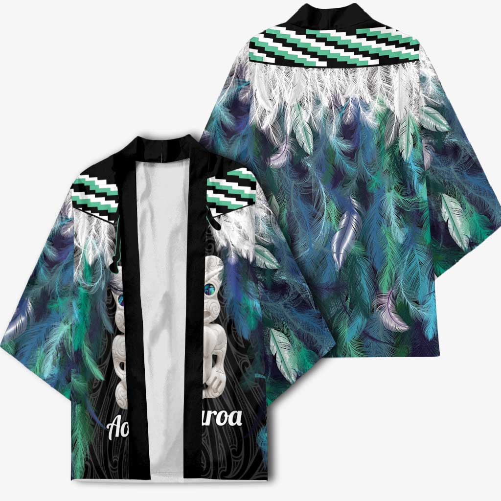 Aotearoa Korowai Motif Kimono Hei Tiki Poutama Maori Pattern - Aussie Hoodie