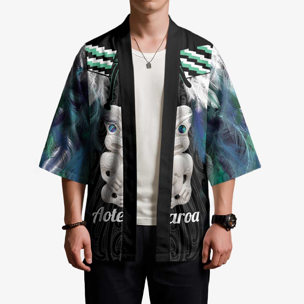 Aotearoa Korowai Motif Kimono Hei Tiki Poutama Maori Pattern - Aussie Hoodie
