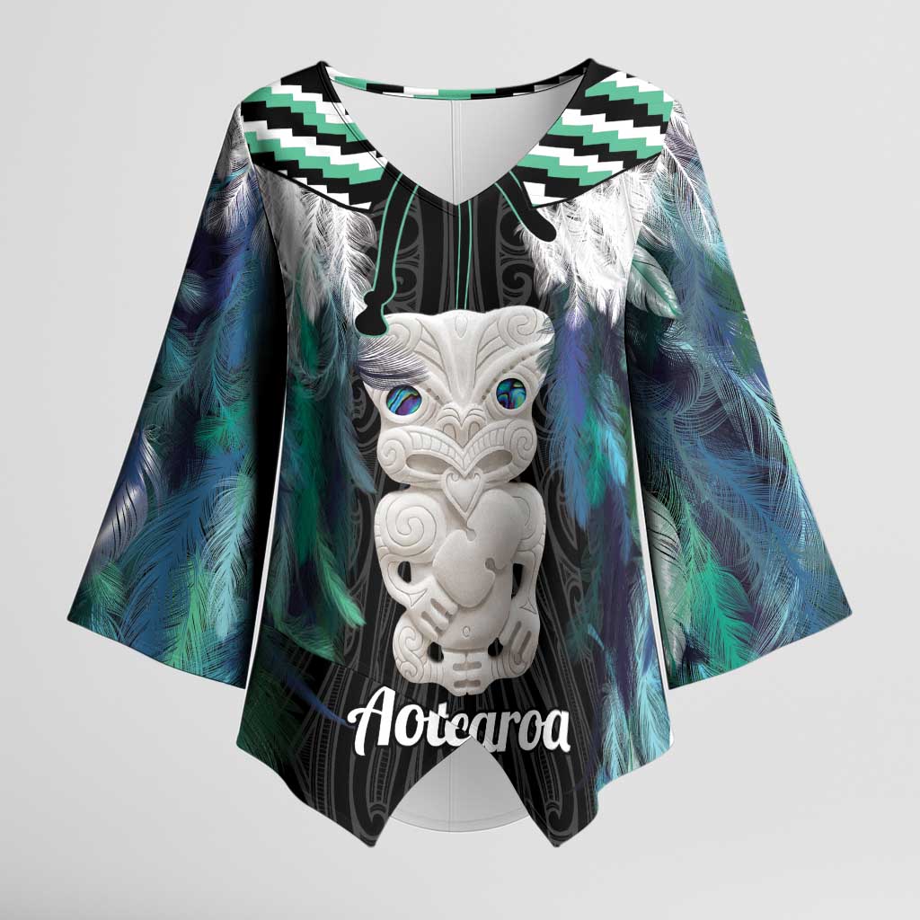 Aotearoa Korowai Motif Kimono Sleeve Blouse Hei Tiki Poutama Maori Pattern - Aussie Hoodie
