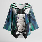 Aotearoa Korowai Motif Kimono Sleeve Blouse Hei Tiki Poutama Maori Pattern - Aussie Hoodie