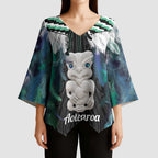 Aotearoa Korowai Motif Kimono Sleeve Blouse Hei Tiki Poutama Maori Pattern - Aussie Hoodie
