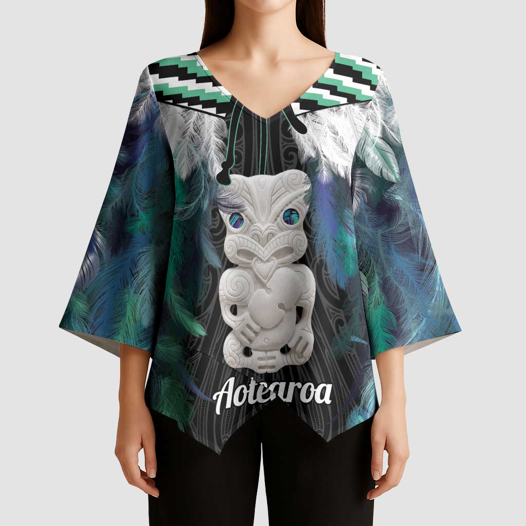 Aotearoa Korowai Motif Kimono Sleeve Blouse Hei Tiki Poutama Maori Pattern - Aussie Hoodie