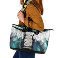 Aotearoa Korowai Motif Leather Tote Bag Hei Tiki Poutama Maori Pattern