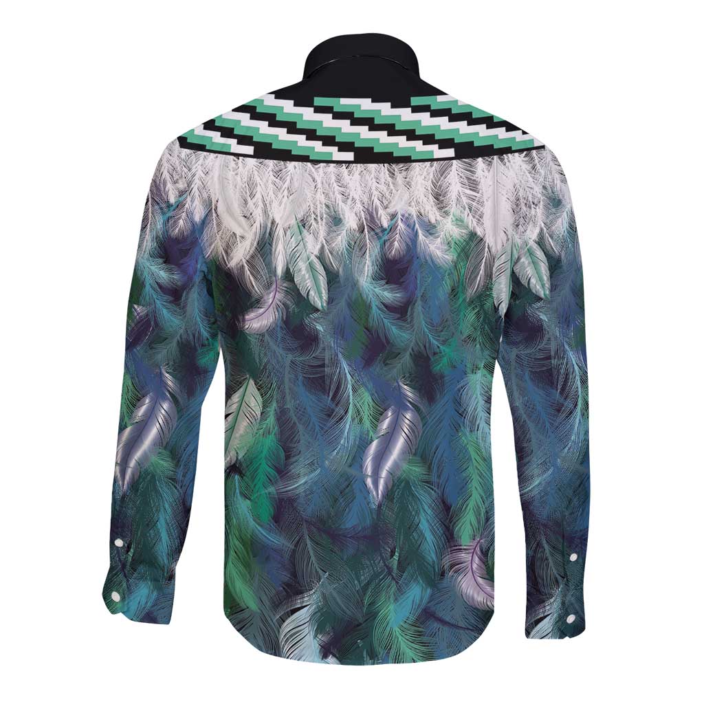 Aotearoa Korowai Motif Long Sleeve Button Shirt Hei Tiki Poutama Maori Pattern