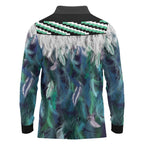 Aotearoa Korowai Motif Long Sleeve Polo Shirt Hei Tiki Poutama Maori Pattern