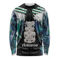 Aotearoa Korowai Motif Long Sleeve Shirt Hei Tiki Poutama Maori Pattern