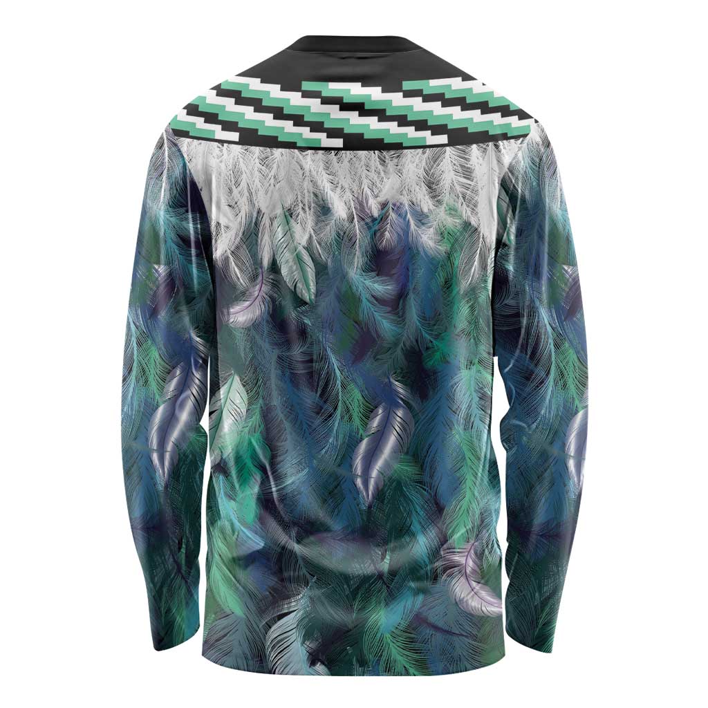 Aotearoa Korowai Motif Long Sleeve Shirt Hei Tiki Poutama Maori Pattern