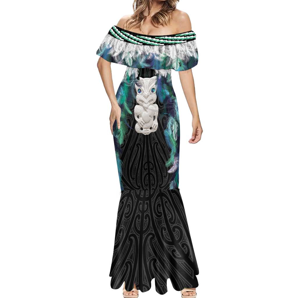 Aotearoa Korowai Motif Mermaid Dress Hei Tiki Poutama Maori Pattern