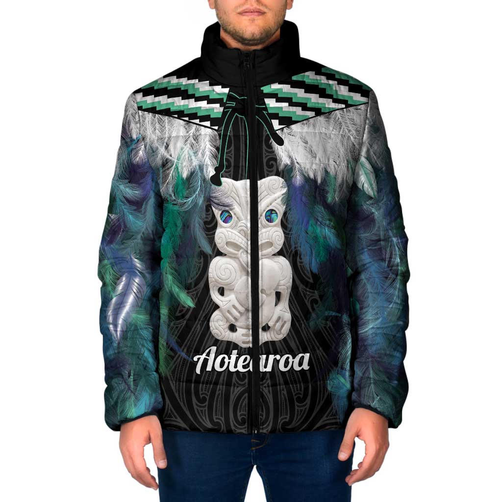 Aotearoa Korowai Motif Padded Jacket Hei Tiki Poutama Maori Pattern - Aussie Hoodie
