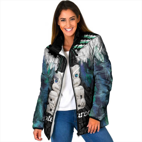 Aotearoa Korowai Motif Padded Jacket Hei Tiki Poutama Maori Pattern - Aussie Hoodie