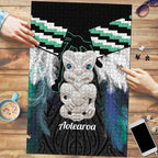 Aotearoa Korowai Motif Puzzle Hei Tiki Poutama Maori Pattern - Aussie Hoodie
