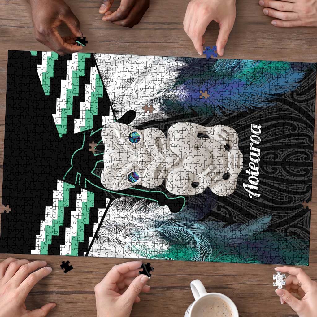 Aotearoa Korowai Motif Puzzle Hei Tiki Poutama Maori Pattern - Aussie Hoodie