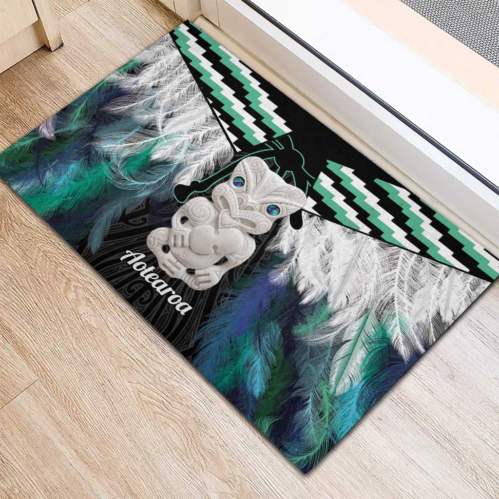 Aotearoa Korowai Motif Rubber Doormat Hei Tiki Poutama Maori Pattern