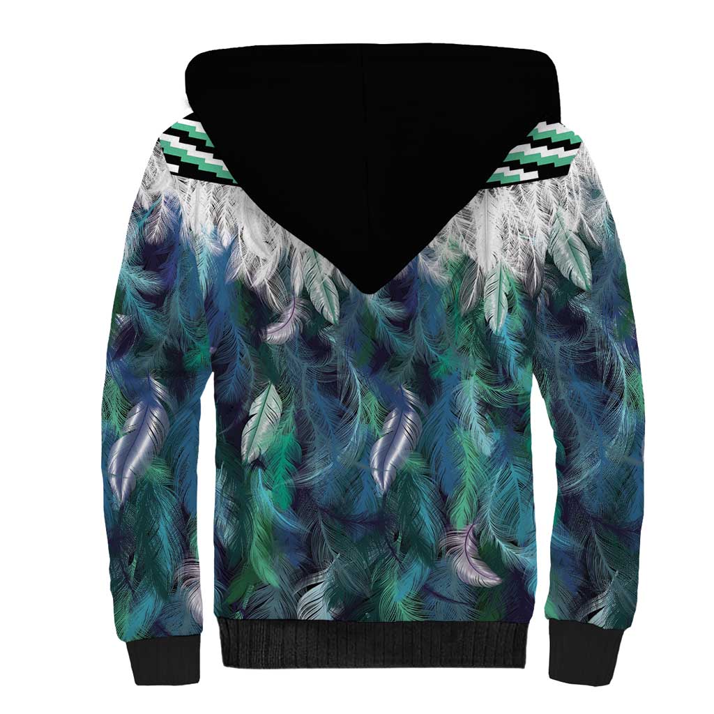 Aotearoa Korowai Motif Sherpa Hoodie Hei Tiki Poutama Maori Pattern