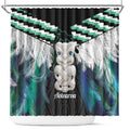 Aotearoa Korowai Motif Shower Curtain Hei Tiki Poutama Maori Pattern