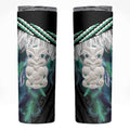 Aotearoa Korowai Motif Skinny Tumbler Hei Tiki Poutama Maori Pattern