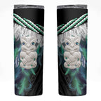 Aotearoa Korowai Motif Skinny Tumbler Hei Tiki Poutama Maori Pattern