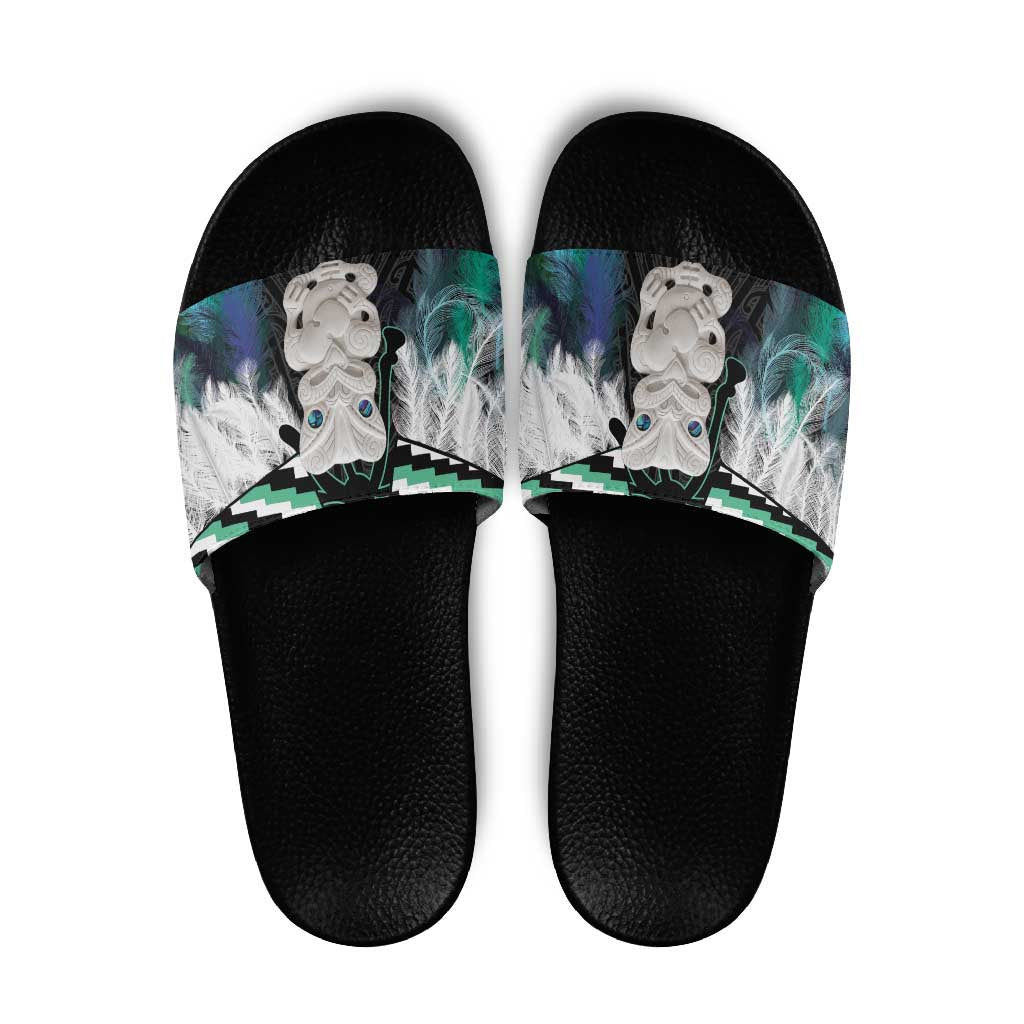 Aotearoa Korowai Motif Slide Sandals Hei Tiki Poutama Maori Pattern - Aussie Hoodie