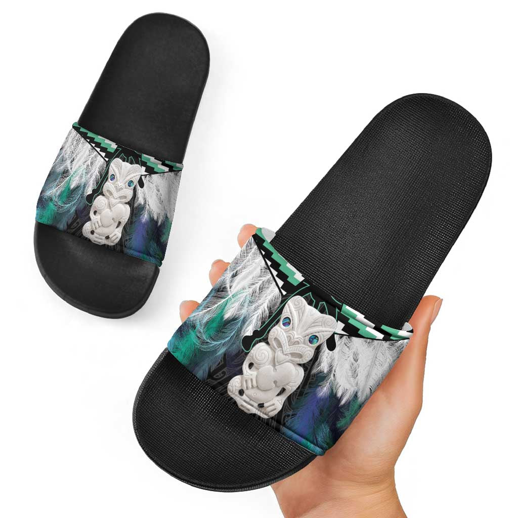Aotearoa Korowai Motif Slide Sandals Hei Tiki Poutama Maori Pattern - Aussie Hoodie