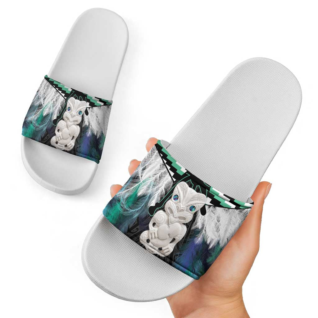 Aotearoa Korowai Motif Slide Sandals Hei Tiki Poutama Maori Pattern - Aussie Hoodie