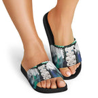 Aotearoa Korowai Motif Slide Sandals Hei Tiki Poutama Maori Pattern - Aussie Hoodie