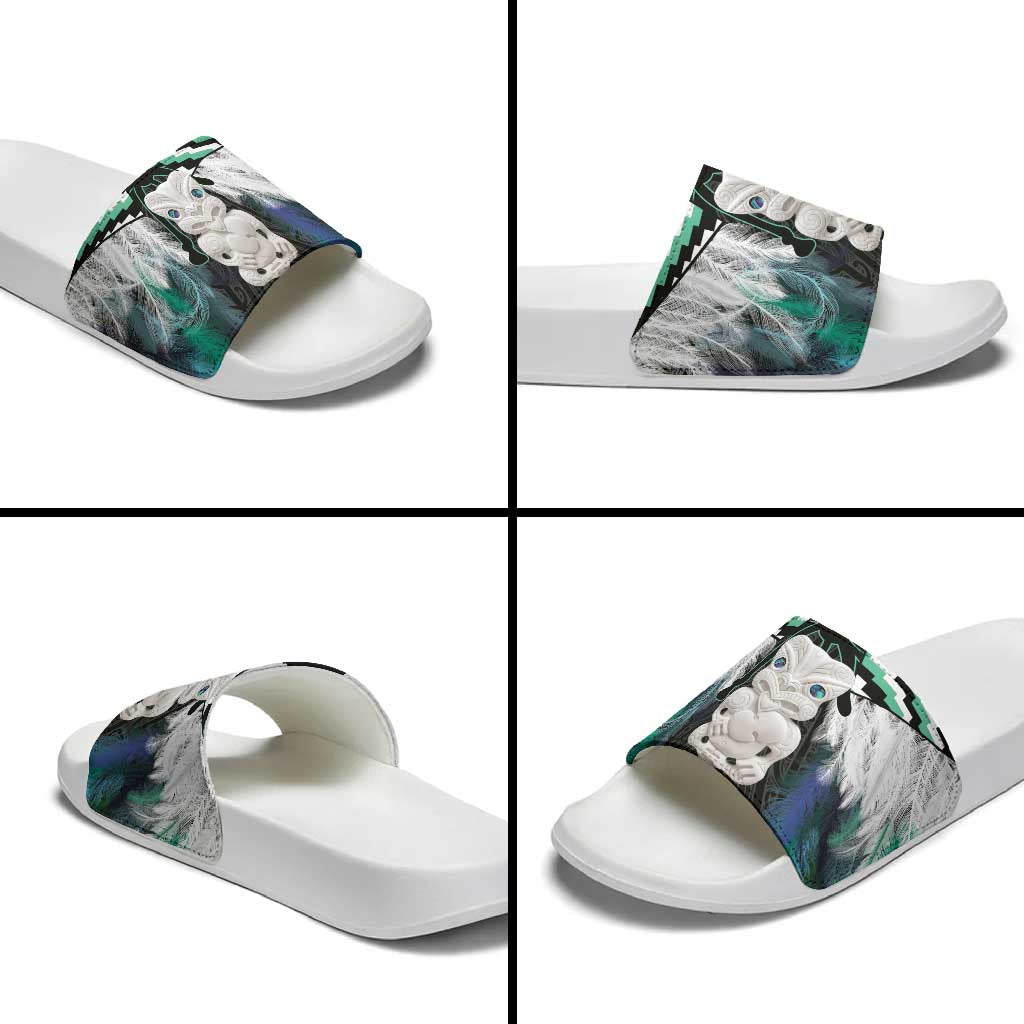 Aotearoa Korowai Motif Slide Sandals Hei Tiki Poutama Maori Pattern - Aussie Hoodie