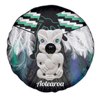Aotearoa Korowai Motif Spare Tire Cover Hei Tiki Poutama Maori Pattern