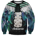 Aotearoa Korowai Motif Sweatshirt Hei Tiki Poutama Maori Pattern