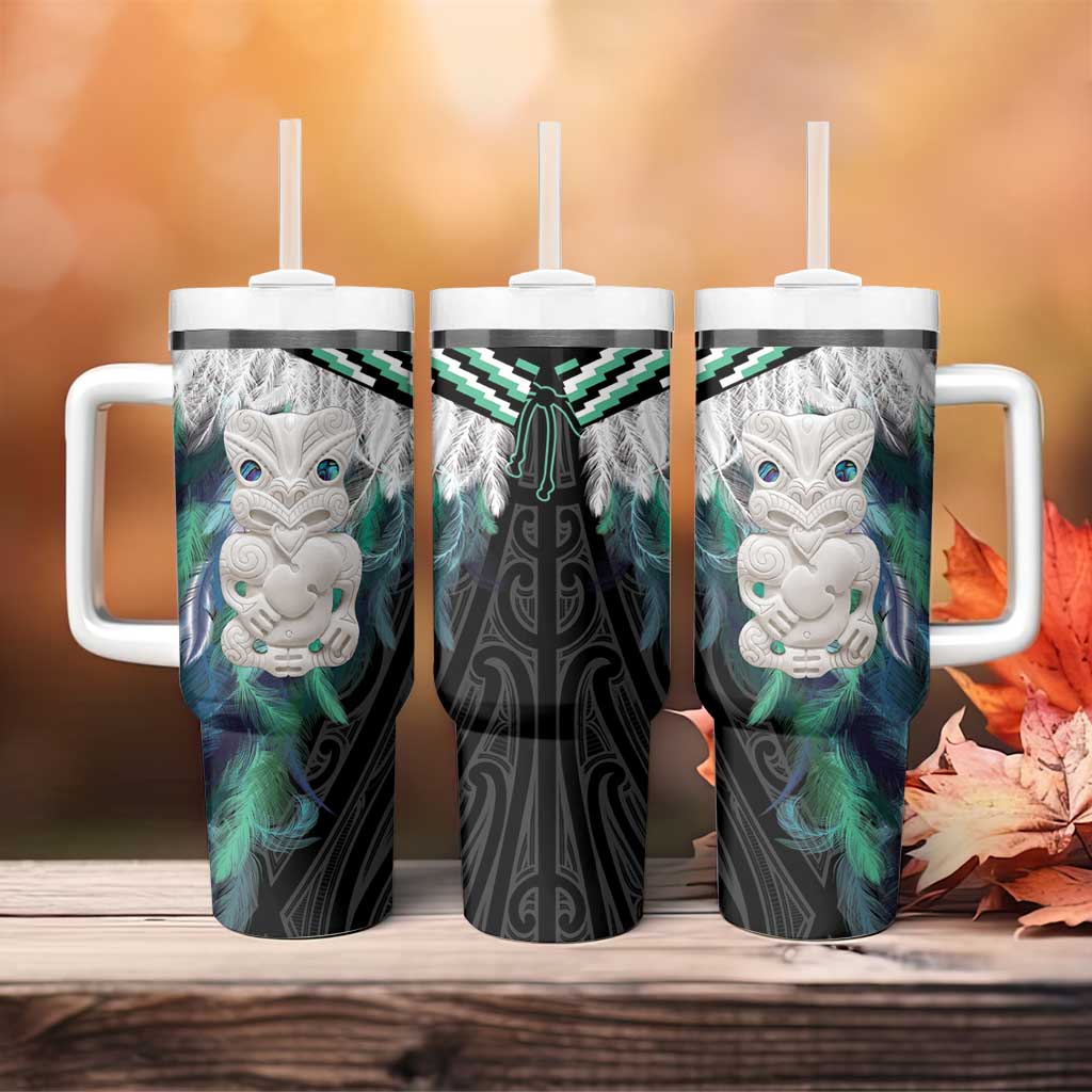 Aotearoa Korowai Motif Tumbler With Handle Hei Tiki Poutama Maori Pattern