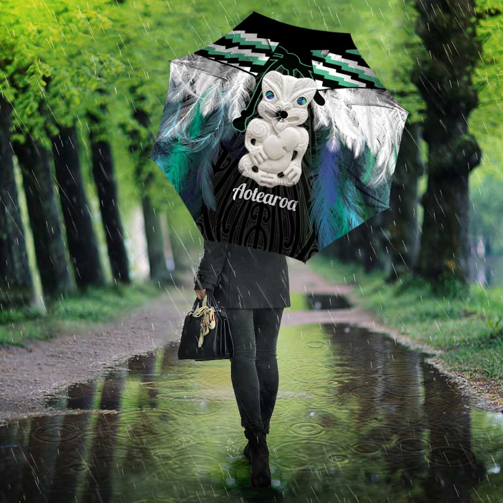 Aotearoa Korowai Motif Umbrella Hei Tiki Poutama Maori Pattern - Aussie Hoodie