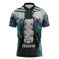 Aotearoa Korowai Motif Zipper Polo Shirt Hei Tiki Poutama Maori Pattern - Aussie Hoodie