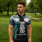 Aotearoa Korowai Motif Zipper Polo Shirt Hei Tiki Poutama Maori Pattern - Aussie Hoodie