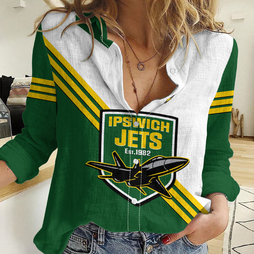 Personalised Australia Rugby Women Casual Shirt Ipswich Jets Est 1982 Sporty Style LT14