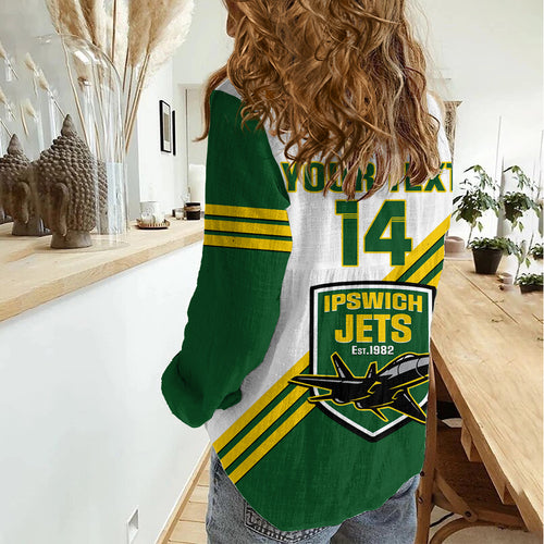 Personalised Australia Rugby Women Casual Shirt Ipswich Jets Est 1982 Sporty Style LT14