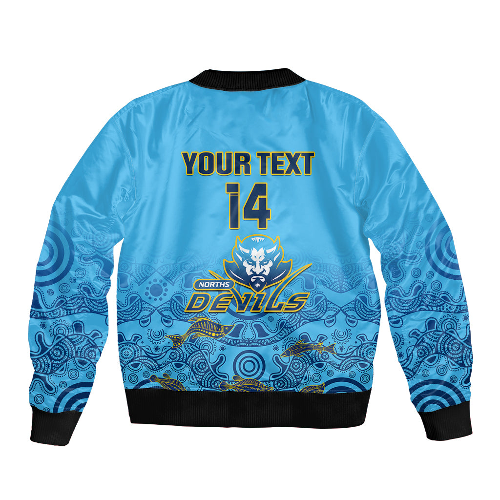 personalised-australia-rugby-sleeve-zip-bomber-jacket-norths-devils-indigenous-art