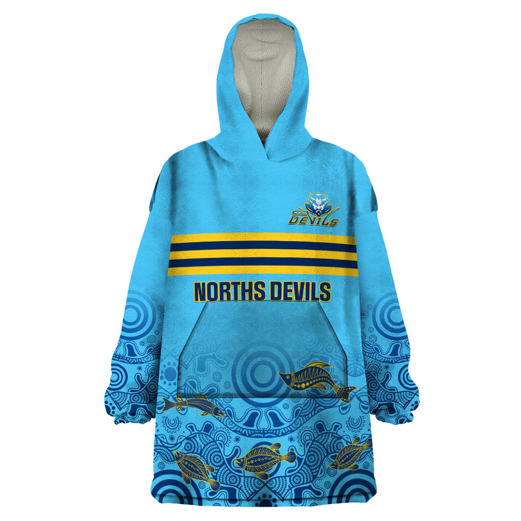 personalised-australia-rugby-wearable-blanket-hoodie-norths-devils-indigenous-art