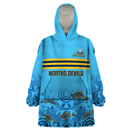 personalised-australia-rugby-wearable-blanket-hoodie-norths-devils-indigenous-art