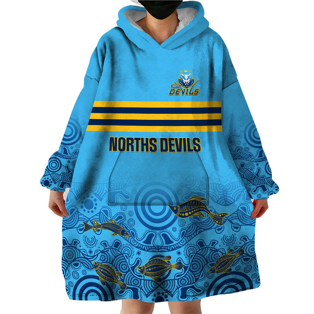 personalised-australia-rugby-wearable-blanket-hoodie-norths-devils-indigenous-art