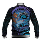 Personalised Blue Marlin Fishing New Zealand Baseball Jacket NZ Kiwi Cowboy Born To Fish
