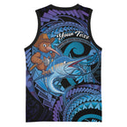 Personalised Blue Marlin Fishing New Zealand Basketball Jersey NZ Kiwi Cowboy Born To Fish
