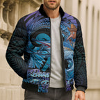 Personalised Blue Marlin Fishing New Zealand Bomber Puffer Jacket NZ Kiwi Cowboy Born To Fish
