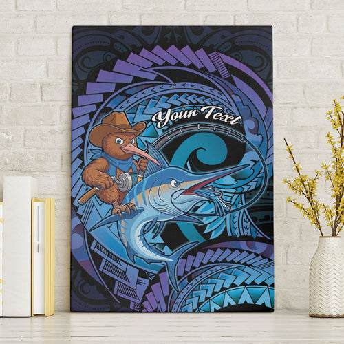 Personalised Blue Marlin Fishing New Zealand Canvas Wall Art NZ Kiwi Cowboy Born To Fish