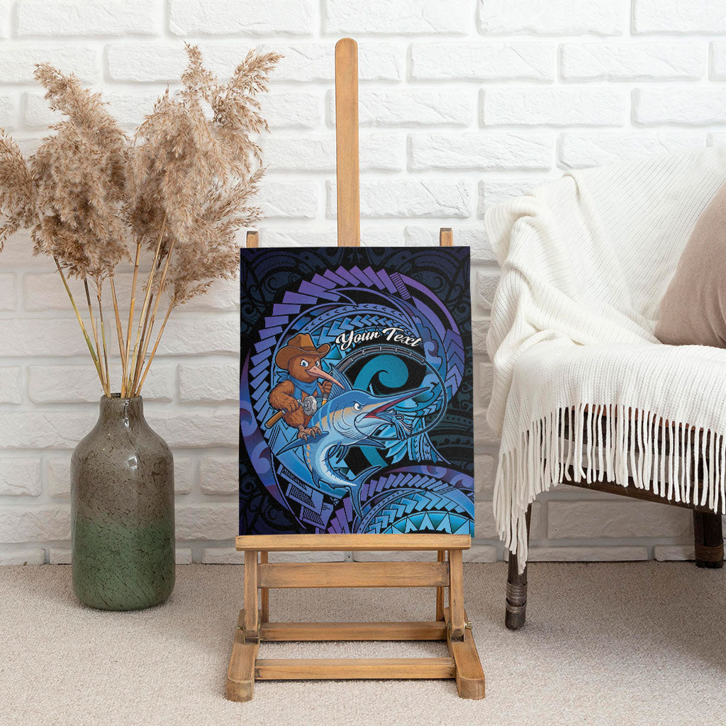 Personalised Blue Marlin Fishing New Zealand Canvas Wall Art NZ Kiwi Cowboy Born To Fish